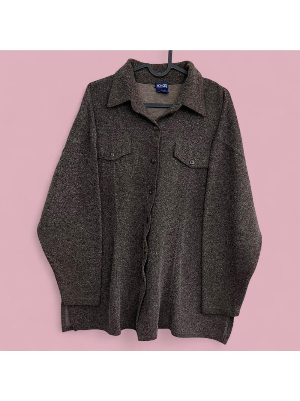 vintage 90s brown boho whimsygoth elevated basic knit light weight shirt jacket